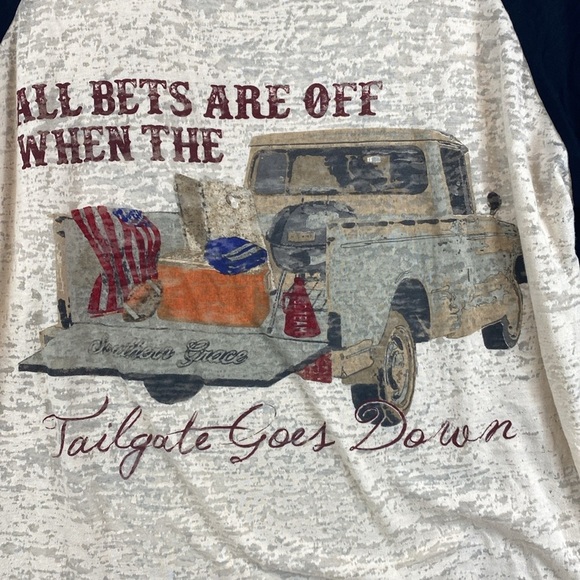 Southern Grace burnout tee raglan sleeve tailgate party XL football country - Picture 2 of 9